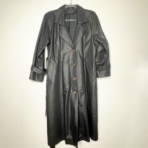 LONDON FOG Black Belted Trench Coat Water Repellent Jacket Women 8 Petite